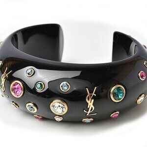 Saint Laurent Bangle Bracelet Bangle Rhinestone Multicolor Black